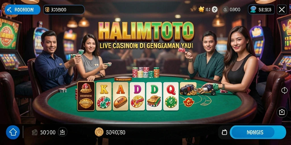 Tampilan gameplay Live Casino yang mendebarkan di HALIMTOTO.