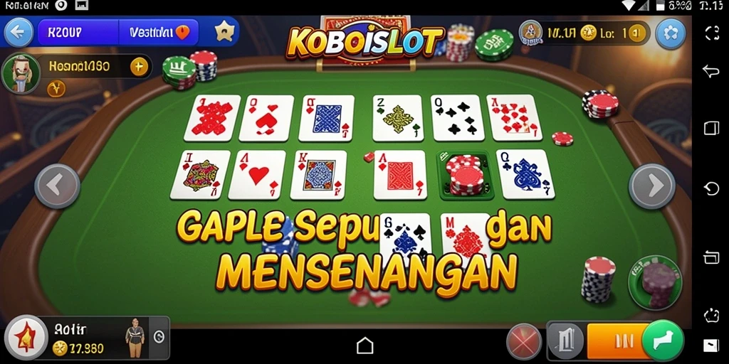 Tampilan gameplay seru dari KOBOISLOT yang menggambarkan permainan Gaple.
