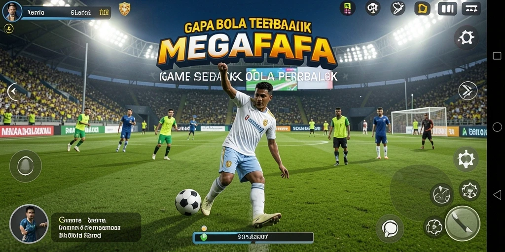 Gameplay seru MEGAFAFA dengan aksi sepak bola yang mendebarkan.